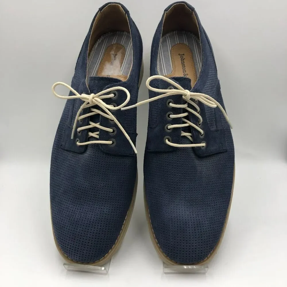 Johnston & Murphy Men's 10.5M Blue Oxford Lace Up Business Casual Comfort Shoes